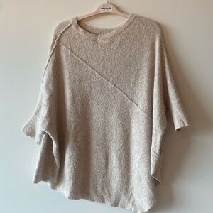 Lou & Grey for LOFT Oversized Knit Sweater, Size Medium, Cream Neutral